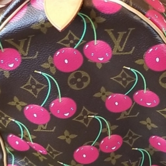 Auth LOUIS VUITTON Speedy 45 Carry On Travel LV Cherries Cerises Duffle Hand Bag - Picture 13 of 16